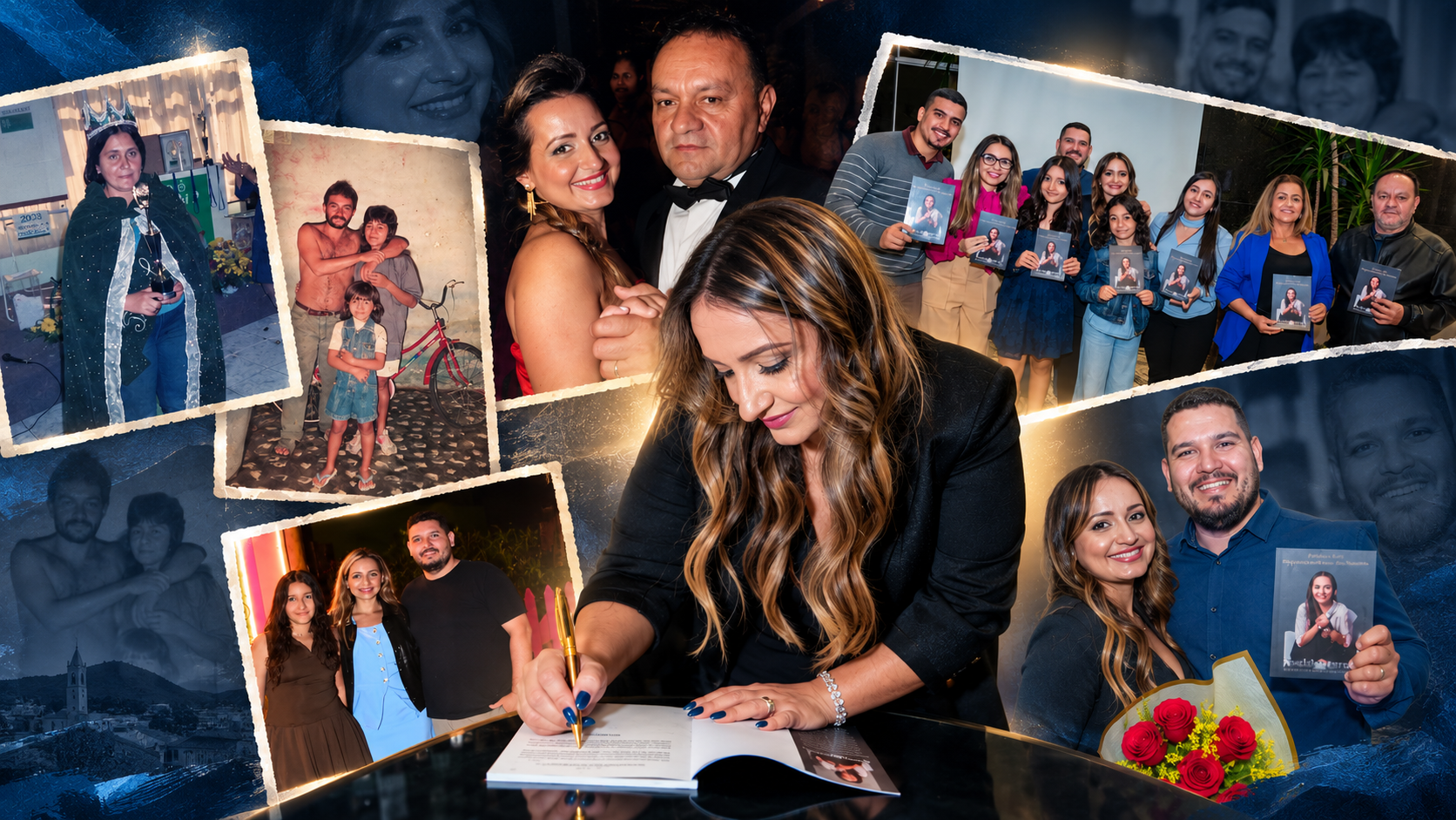 Patrícia Feitosa em momentos com a família e como autora